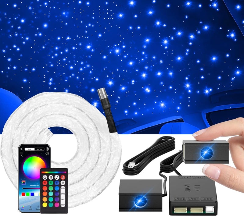 VASTFIRE Split Starlight Headliner Kit - 600pcs 0.02in 4.9ft Fiber Optic RGBW Star Lights for Car with 2 Light Heads 16W Engine Easy to Hide,Flexible Wiring,APP/Remote Control for Car Roof Ceiling - Image 1